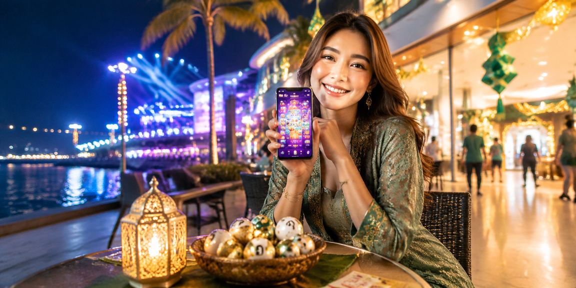 Suasana perayaan Hari Raya dengan promosi permainan istimewa di Malaysia